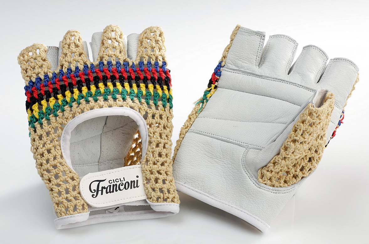 Handschuhe Rennrad Cicli-Franconi Basic Worldchampion Innenhand Leder weiss rennradhandschuhe